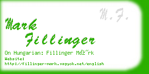 mark fillinger business card